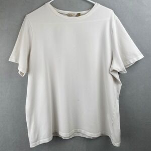 Caslon Womens 2X White Short Sleeve Crew Neck Cotton Spandex T-Shirt Clean Girl